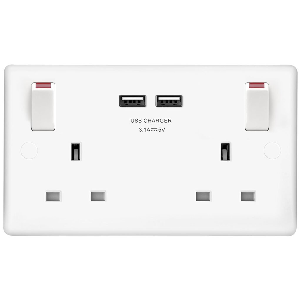 BG Double Switched Socket with Dual USB Charging Ports